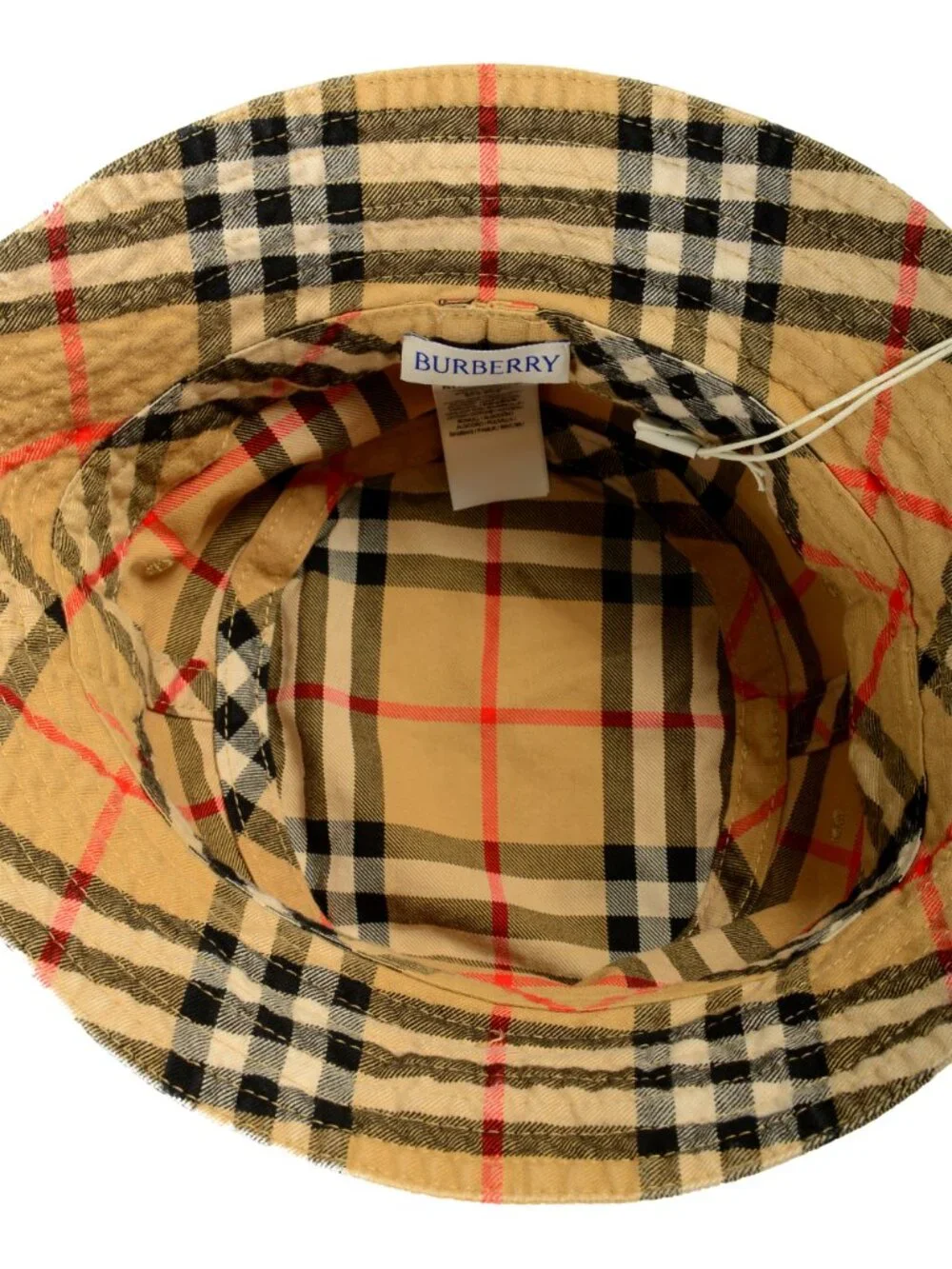 Burberry "Classic Bucket" Archive Beige Check Print Bucket Hat Size L - Picture 4 of 6